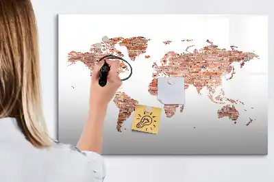 Magnetinė piešimo lenta su seno žemėlapio ant plytų raštu