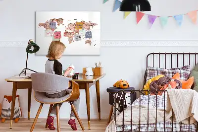 Magnetinė piešimo lenta su seno žemėlapio ant plytų raštu