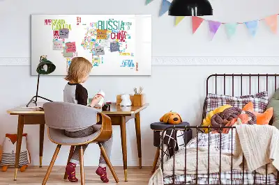 Magnetinė piešimo lenta su žemėlapiu ir šalių pavadinimais