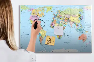 Magnetinė rašymo lenta pasaulio žemėlapis