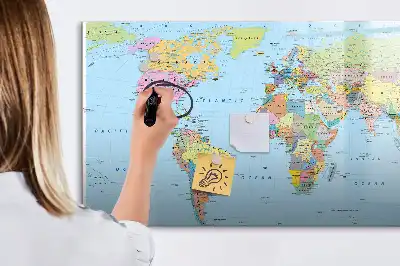 Magnetinė rašymo lenta pasaulio žemėlapis