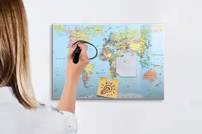 Magnetinė rašymo lenta pasaulio žemėlapis