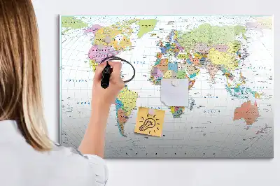 Magnetinė piešimo lenta pasaulio žemėlapio dizaino