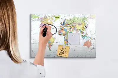 Magnetinė piešimo lenta pasaulio žemėlapio dizaino