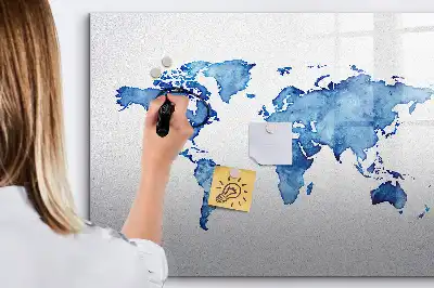 Magnetinė piešimo lenta akvarelinio pasaulio žemėlapio dizaino