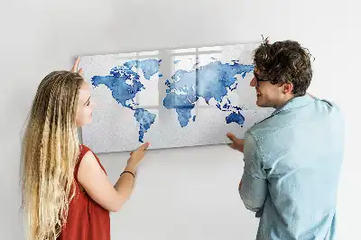 Magnetinė piešimo lenta akvarelinio pasaulio žemėlapio dizaino