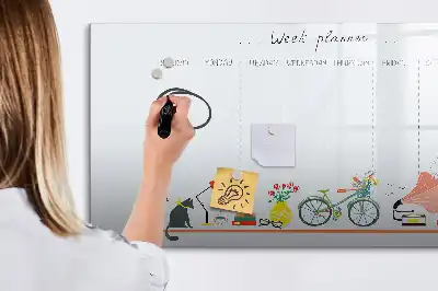 Magnetinė rašymo lenta su savaitės planuotės funkcija