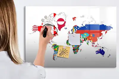Nacionalinių vėliavų žemėlapis su magnetine rašymo lenta