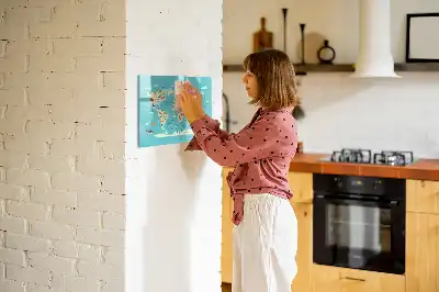 Magnetinė rašymo lenta pasaulio žemėlapis su gyvūnais