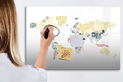 Magnetinė rašymo lenta su šalių pavadinimais