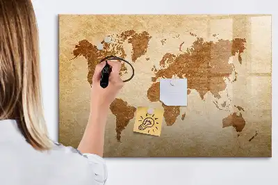 Magnetinė rašymo lenta senovinio stiliaus pasaulio žemėlapis