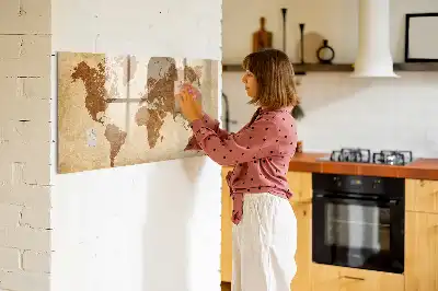Magnetinė rašymo lenta senovinio stiliaus pasaulio žemėlapis
