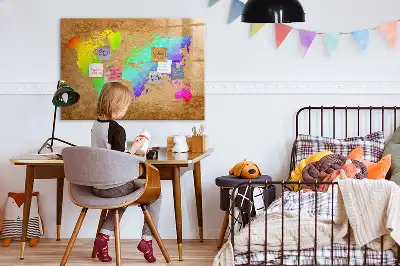 Magnetinė rašymo lenta su vaivorykštiniu pasaulio žemėlapiu