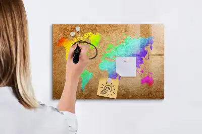 Magnetinė rašymo lenta su vaivorykštiniu pasaulio žemėlapiu