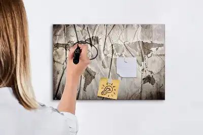 Magnetinė rašymo lenta pasaulio žemėlapio raštas