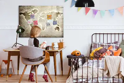 Magnetinė piešimo lenta pasaulio žemėlapio dizaino