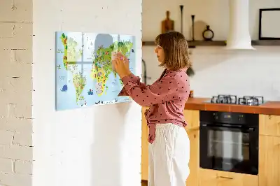 Magnetinė piešimo lenta kultūrinis pasaulio žemėlapis