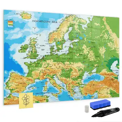Magnetinė piešimo lenta su geografinio pasaulio žemėlapio motyvais