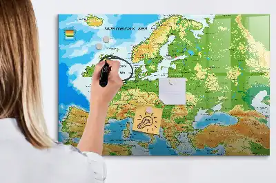 Magnetinė piešimo lenta su geografinio pasaulio žemėlapio motyvais
