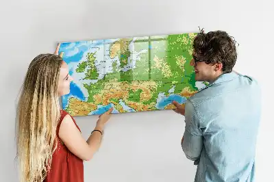 Magnetinė piešimo lenta su geografinio pasaulio žemėlapio motyvais