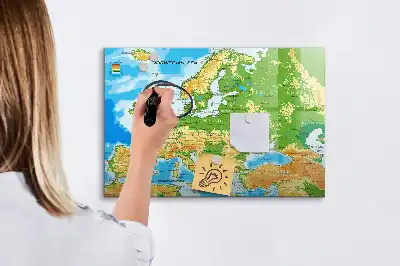 Magnetinė piešimo lenta su geografinio pasaulio žemėlapio motyvais