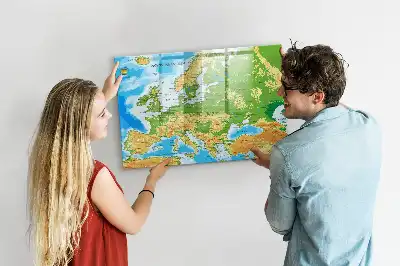 Magnetinė piešimo lenta su geografinio pasaulio žemėlapio motyvais