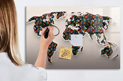 Magnetinė piešimo lenta su abstraktaus pasaulio žemėlapio motyvu