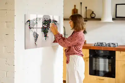 Magnetinė piešimo lenta su abstraktaus pasaulio žemėlapio motyvu