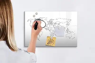 Magnetinė piešimo lenta pasaulio žemėlapio kontūras