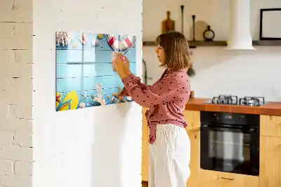 Magnetinė rašymo lenta paplūdimio atributų dizaino