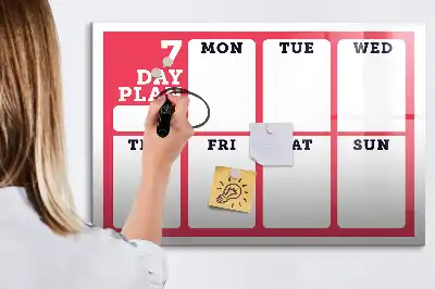 Magnetinė rašymo lenta su savaitės planuote