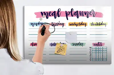 Magnetinė rašymo lenta su savaitės meniu planuotoju