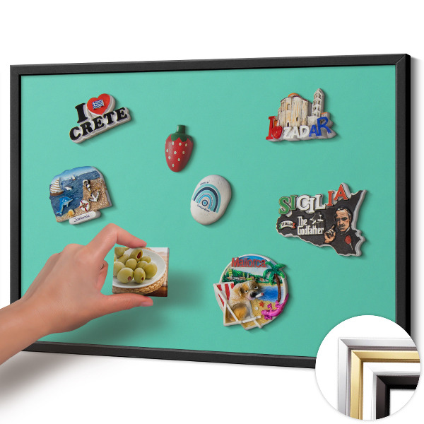 Magnetinė lenta su juodu rėmu Mėtų spalva