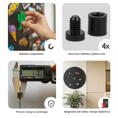 Magnetinė lenta atostogų magnetukams juodos spalvos apvali