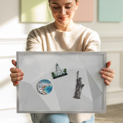 Magnetinė lenta su sidabro rėmu Geometrinis 3D fonas