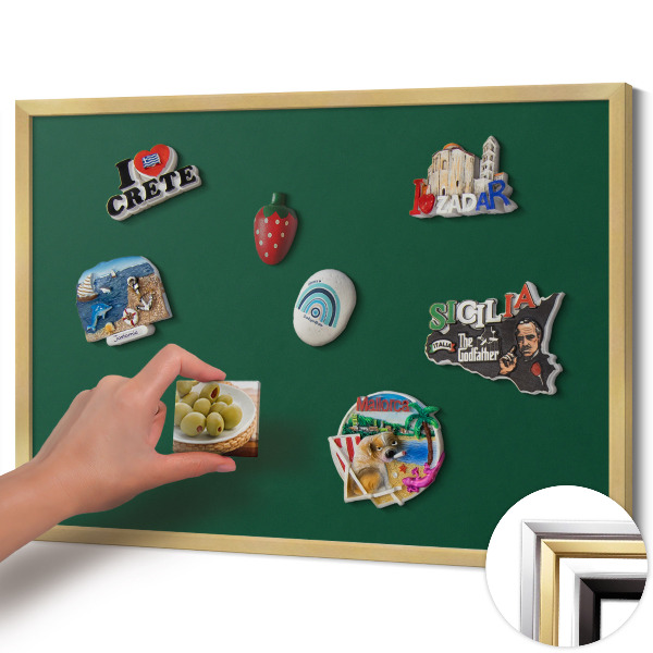 Magnetinė lenta su aukso rėmu Tamsiai žalia spalva