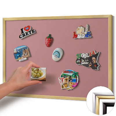 Magnetinė lenta su aukso rėmu Pastelinė rožinė spalva