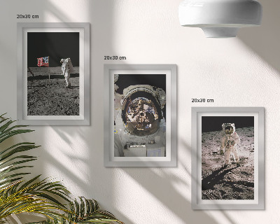3 paveikslų rinkinys su rėmais Astronautų nusileidimo Mėnulyje nuotraukos