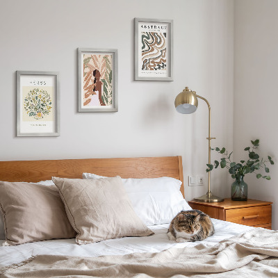 3 paveikslų rinkinys su rėmais Bohemiški estetiniai pasteliniai minimalistiniai plakatai