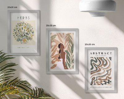 3 paveikslų rinkinys su rėmais Bohemiški estetiniai pasteliniai minimalistiniai plakatai
