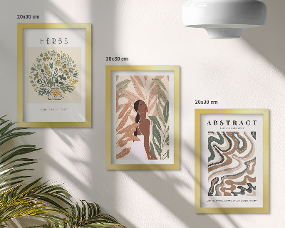 3 paveikslų rinkinys su rėmais Bohemiški estetiniai pasteliniai minimalistiniai plakatai