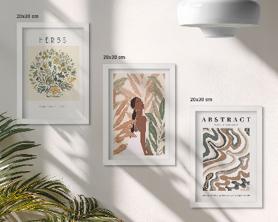3 paveikslų rinkinys su rėmais Bohemiški estetiniai pasteliniai minimalistiniai plakatai