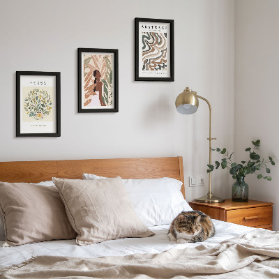 3 paveikslų rinkinys su rėmais Bohemiški estetiniai pasteliniai minimalistiniai plakatai