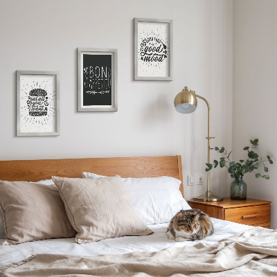 Įrėmintų paveikslų rinkinys Grafika su maisto ir kulinariniais šūkiais