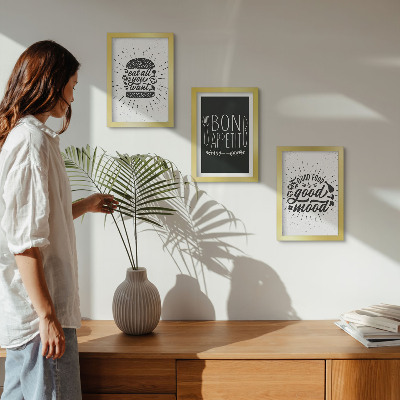 Įrėmintų paveikslų rinkinys Grafika su maisto ir kulinariniais šūkiais