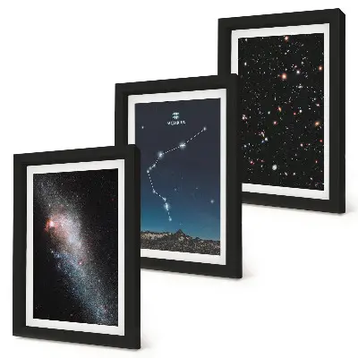 Įrėmintų paveikslų rinkinys su Vandenio zodiako ženklo galaktikos atvaizdu