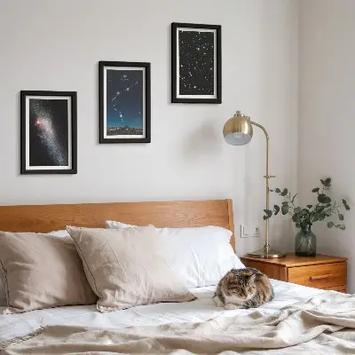 Įrėmintų paveikslų rinkinys su Vandenio zodiako ženklo galaktikos atvaizdu