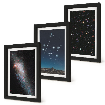 Įrėmintų paveikslų rinkinys Dvyniai zodiako ženklas galaktika erdvė žvaigždės