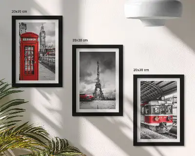 Įrėmintų paveikslų rinkinys ikoniniai Londono, Paryžiaus ir geležinkelių transporto motyvai