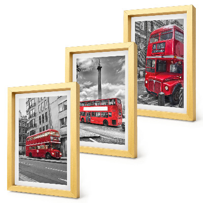 Įrėmintų paveikslų rinkinys Raudoni autobusai Londono miesto peizaže